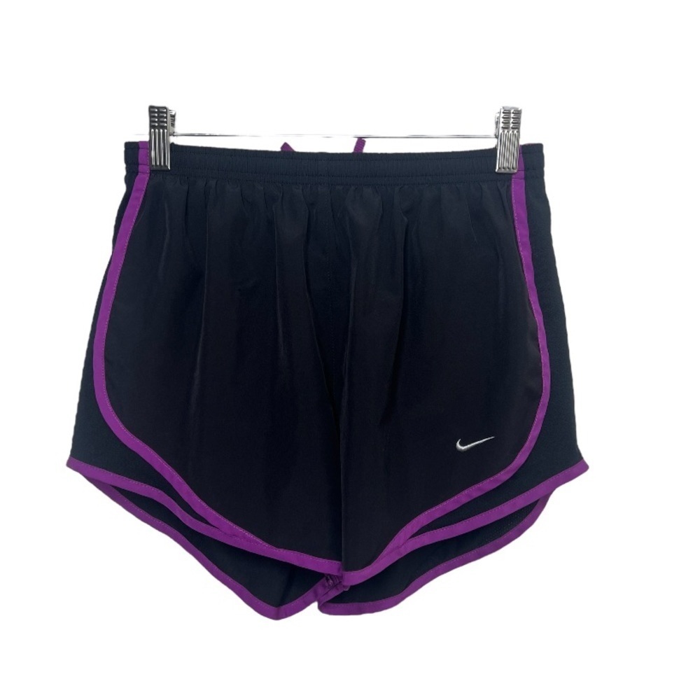 Nike Women's Black Athletic Shorts with Purple Trim